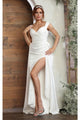 May Queen MQ2056B Ivory Ruched Lace Up Back Wedding Gown - IVORY / 4 - Dress