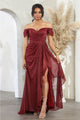 May Queen MQ2063 Off-Shoulder Mother of the Bride Ruched Gown - Dress
