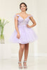 May Queen MQ2066 Sheer Bodice Floral Graduation Short Dress - Dress