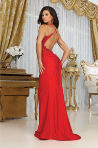 May Queen MQ2073 Scoop Neck Stretch Jersey Prom Dress - Dress