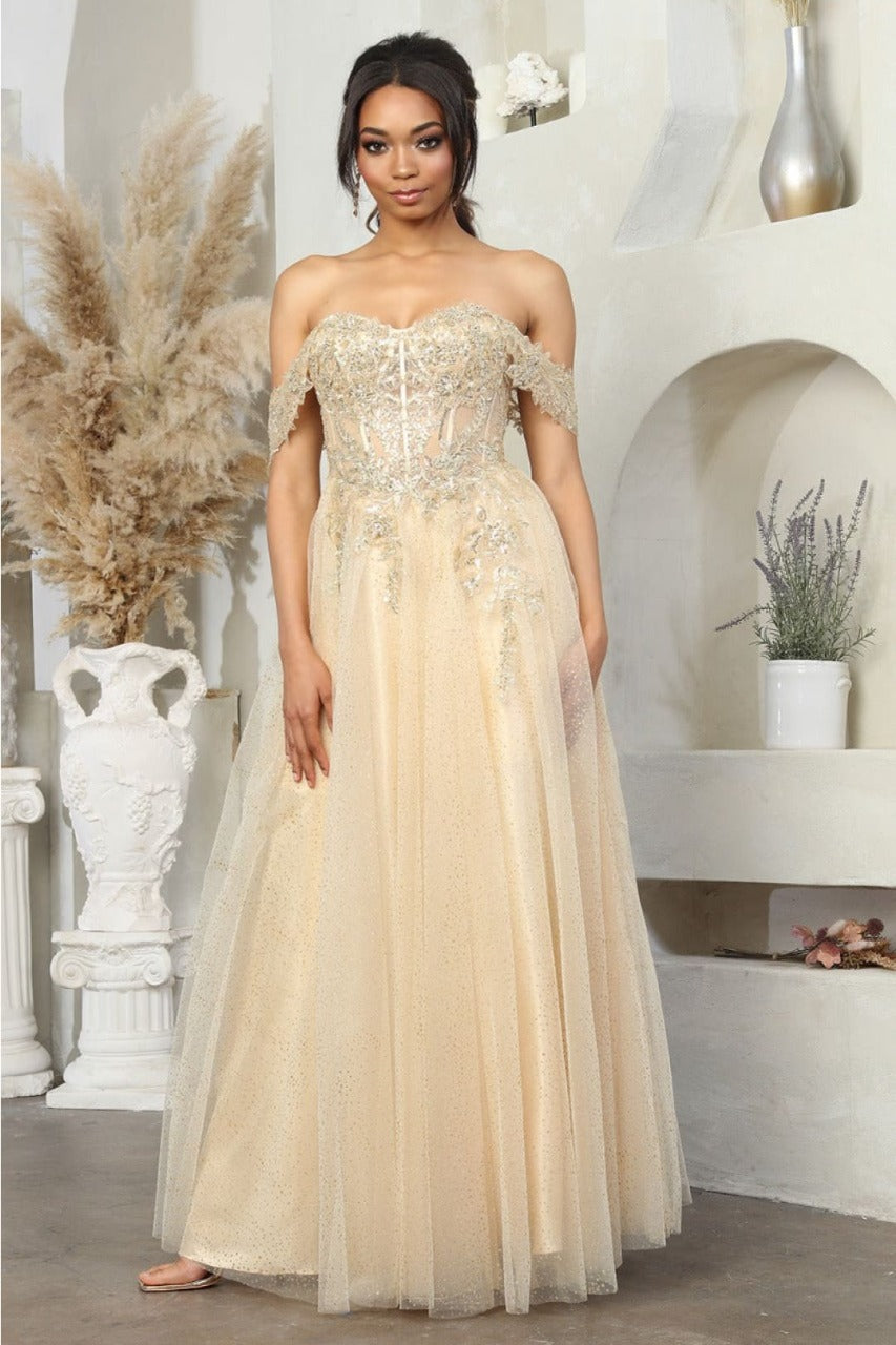 May Queen MQ2079 Off Shoulder Glitter Long Gown Formal Dress Shop