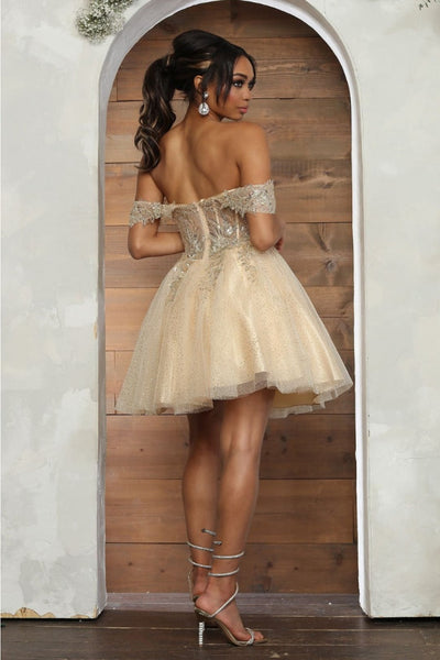 May Queen MQ2080 Sweetheart Leafy Corset A-Line Short Hoco Dress - Dress