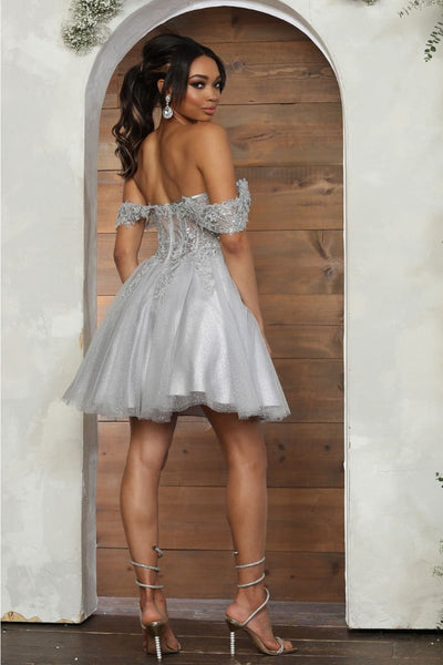 May Queen MQ2080 Sweetheart Leafy Corset A-Line Short Hoco Dress - Dress