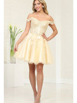 Short Prom Dress Off The Shoulder A-line Homecoming Style by MQ2081