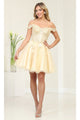 May Queen MQ2081 Strapless Off-Shoulder Dress with Short Sleeves - Ivory / 2 - Dress