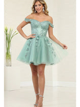 Short Prom Dress Off The Shoulder A-line Homecoming Style by MQ2081