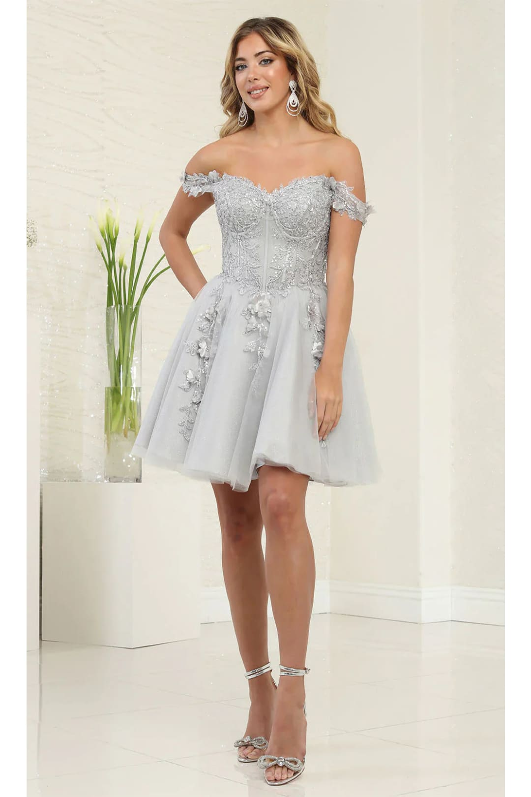 Silver Graduation Dress | Commencement Ceremony Party Outfit by MQ2081 Silver / 8 Silver Graduation Dress | Commencement Ceremony Party Outfit by MQ2081 Silver / 8