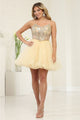 May Queen MQ2082 A-Line Glitter Spaghetti Strap Party Dress - CHAMPAGNE / 2 - Dress