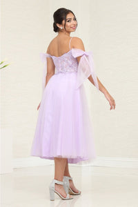 May Queen MQ2089 Semi-Sweetheart Tea Length Party Dress - Dress