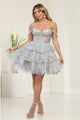 May Queen MQ2094 Sweetheart A-Line Glitter Short Prom Dress - SILVER / 2 - Dress
