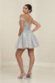 May Queen MQ2099 Cold-Shoulder Cocktail Short Dress - SILVER / 4 - Dress