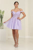 May Queen MQ2099 Cold-Shoulder Cocktail Short Dress - LILAC / 4 - Dress