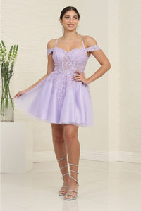 May Queen MQ2099 Cold-Shoulder Cocktail Short Dress - LILAC / 4 - Dress