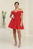 May Queen MQ2099 Cold-Shoulder Cocktail Short Dress - RED / 4 - Dress