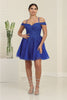 May Queen MQ2099 Cold-Shoulder Cocktail Short Dress - ROYAL / 4 - Dress