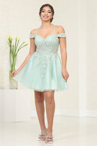 May Queen MQ2099 Cold-Shoulder Cocktail Short Dress - SAGE / 4 - Dress