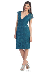 Short Mother of the Groom Dress - Teal Blue / M