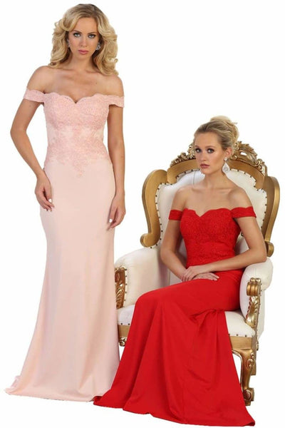 Elegant Form Fitting Evening Dress1 - Blush / 2