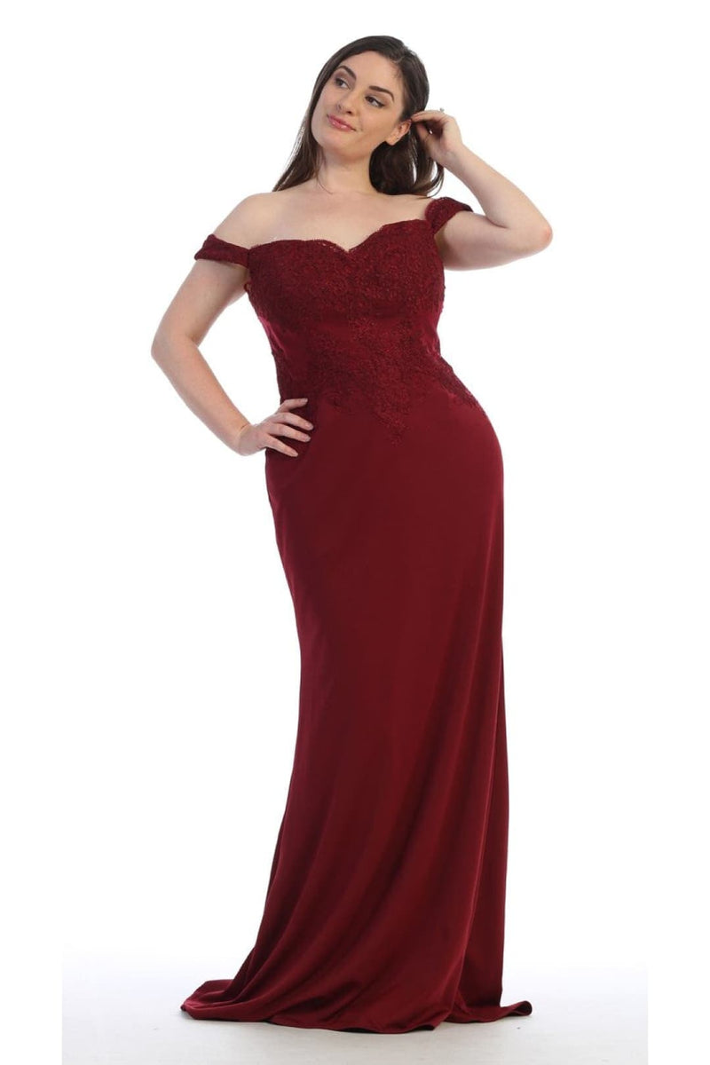 Elegant Form Fitting Evening Dress - Burgundy / 2 - Dresses