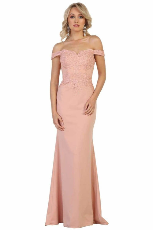 Elegant Form Fitting Evening Dress1 - Dusty Rose / 2