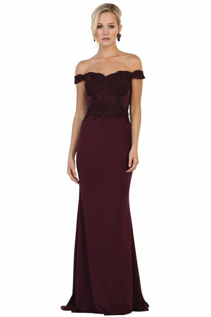 Elegant Form Fitting Evening Dress1 - Eggplant / 2