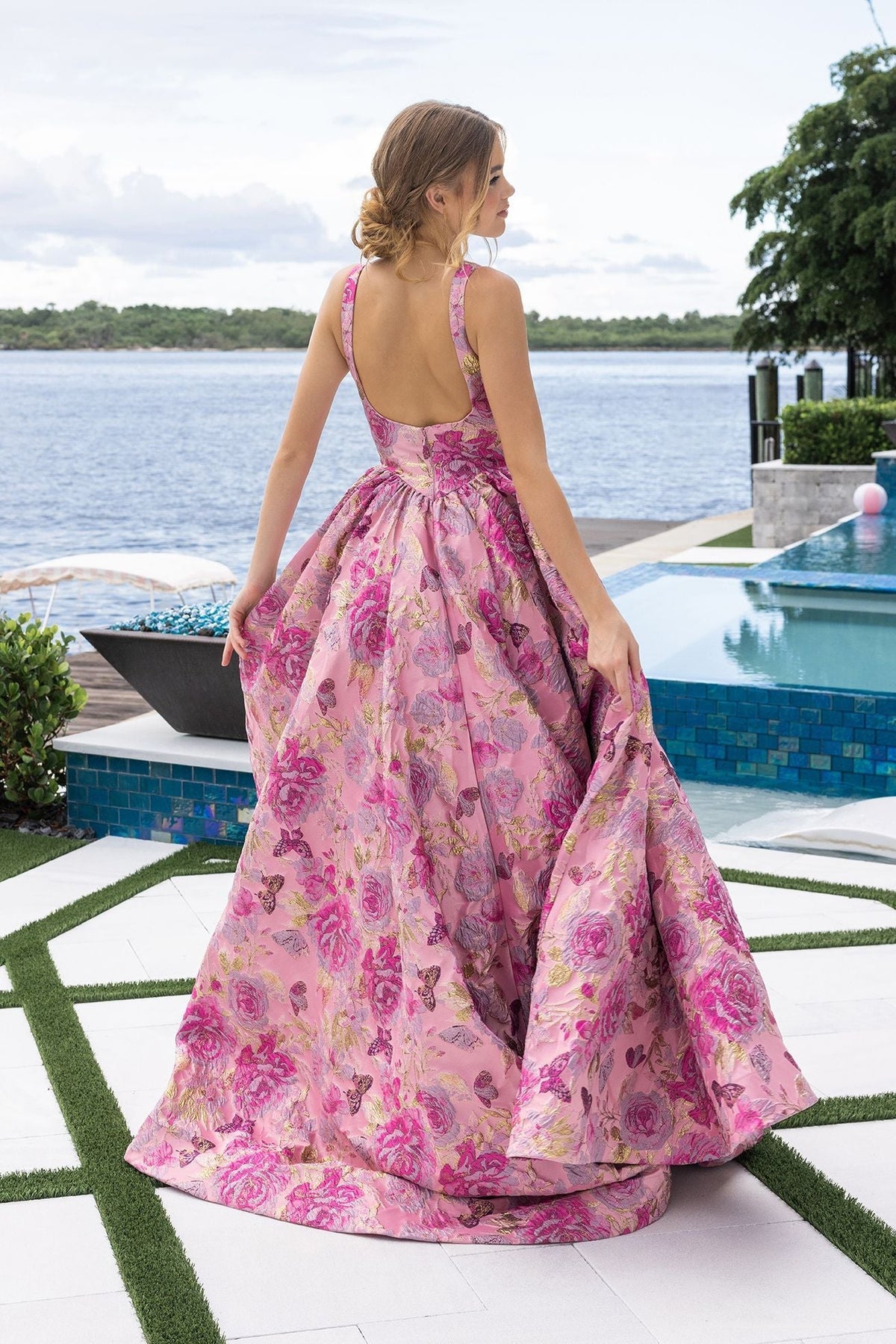 PORTIA & SCARLETT Fuchsia/Gold dress