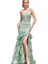 Mermaid Dress 2025 Sexy Strapless Layered Ruffle Gown