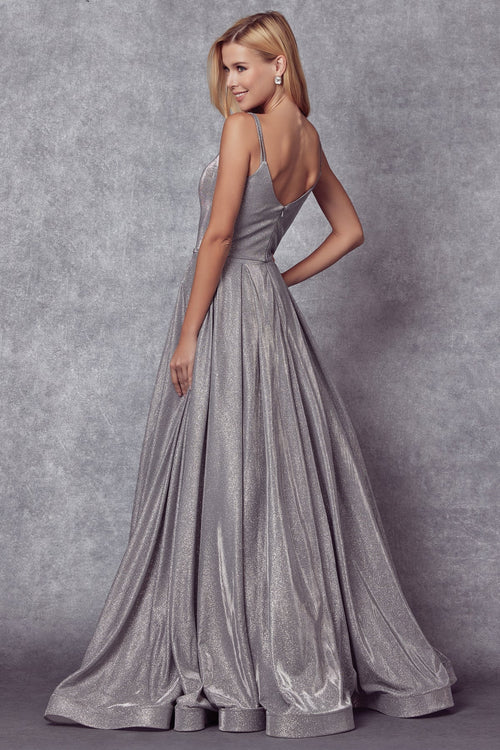 Juliet Silver Long Formal Dresses