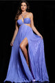 Metallic Halter A-line Slit Gown by Jovani 38328 - 00 / Lilac - Long Formal Dresses