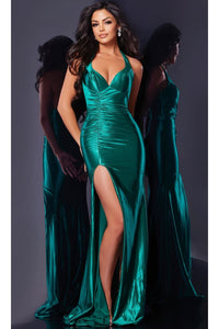Metallic Halter Prom Dress: Jovani D5817 - Prom