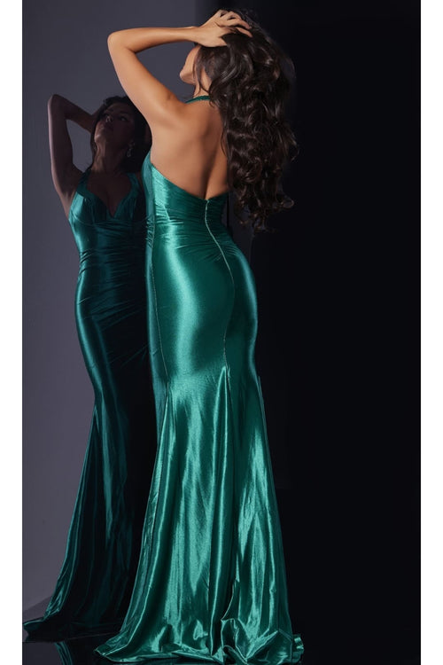 Metallic Halter Prom Dress: Jovani D5817 - Prom
