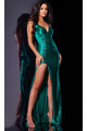Metallic Halter Prom Dress: Jovani D5817 - Emerald / Prom
