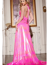 Metallic Hot Pink Prom Dress: Jovani D5058