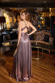 Metallic Long Halter A-line Dress by Juliet JT2503A - Long Formal Dresses