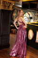 Metallic Long Halter A-line Dress by Juliet JT2503A - Long Formal Dresses