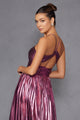 Metallic Long Halter A-line Dress by Juliet JT2503A - Long Formal Dresses