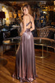Metallic Long Halter A-line Dress by Juliet JT2503A - Long Formal Dresses