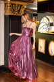 Metallic Long Halter A-line Dress by Juliet JT2503A - Long Formal Dresses