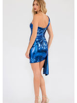 Royal Blue Bridesmaid Dresses-Inexpensive One-Shoulder Short Juliet JT943K