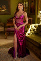 Metallic Sleeveless Slit Gown by Elizabeth K GL3597 - XS / Magenta - Long Formal Dresses