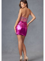 Metallic Strapless Corset Dress by Juliet JT938R