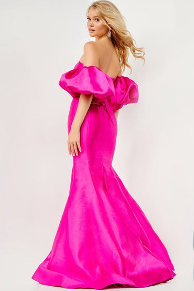 Mikado Fitted Puff Sleeve Gown by Jovani 22830 - Long Formal Dresses