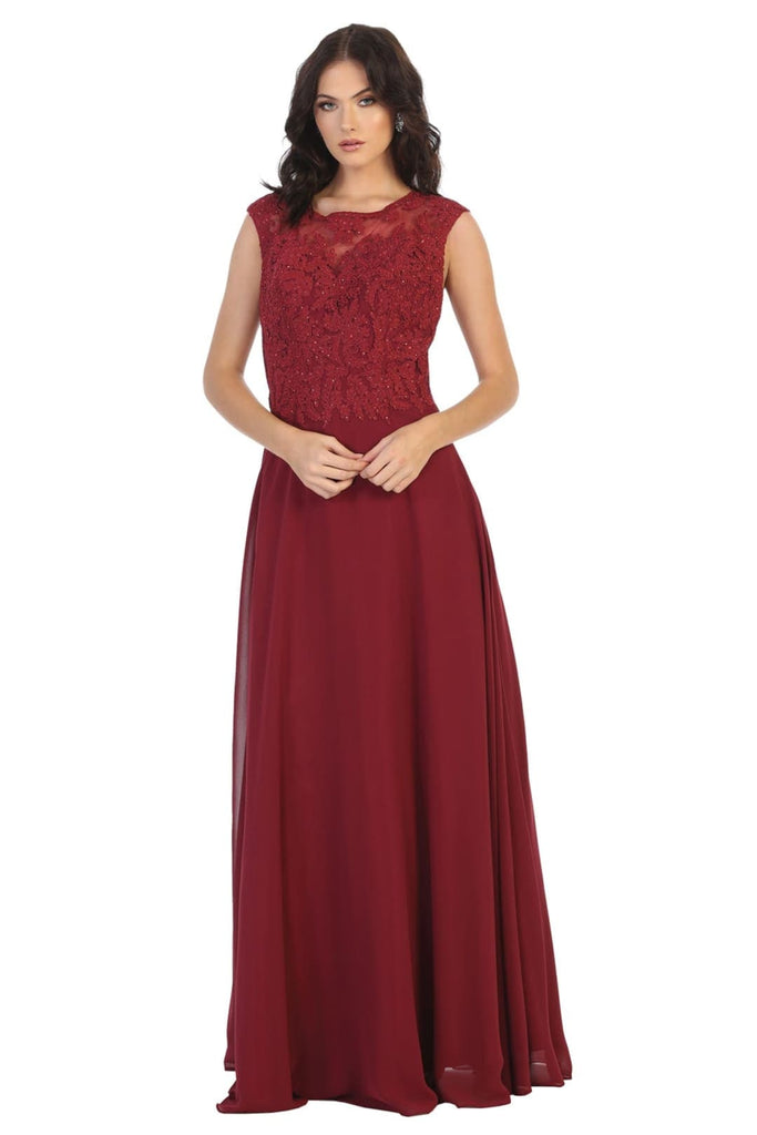 Modern Mother of The Bride Formal Gown And Plus Size - BURGUNDY / 4