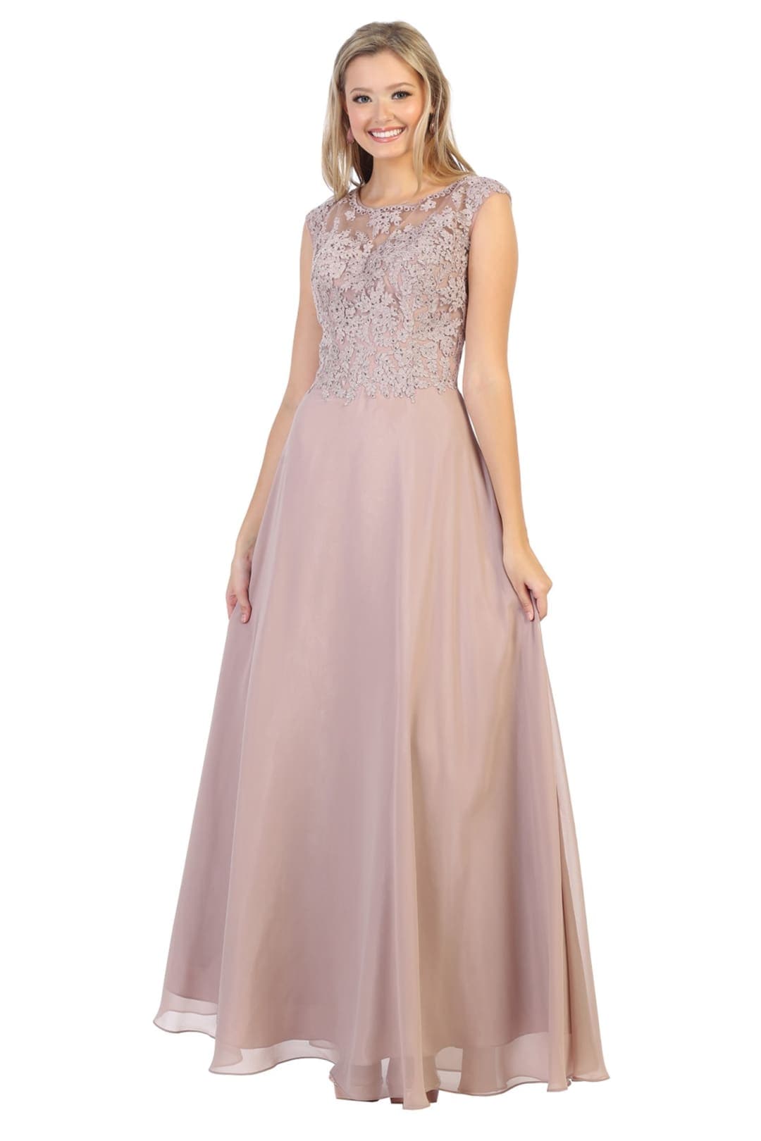 Modern Mother of The Bride Formal Gown And Plus Size - MAUVE / 4