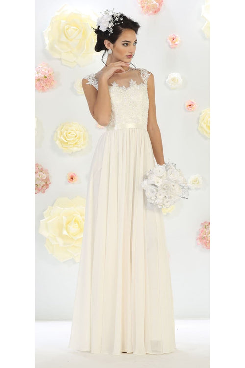 Modest Wedding Reception Dress - IVORY / 4