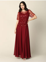 Eva USA 3389 Mother of the Bride Beaded Long Formal Chiffon Gown