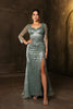 Mother Of The Bride Dress 3/4 Sleeves Mesh Gown By Royal Queen RQ8174 - Dress