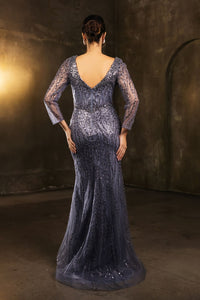 Mother Of The Bride Dress 3/4 Sleeves Mesh Gown By Royal Queen RQ8174 - Dress