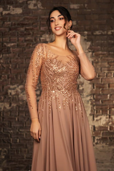 Mother Of The Bride Dress Long Sleeve A-Line Gown By May Queen MQ2161 - Dress