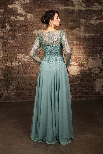 Mother Of The Bride Dress Long Sleeve A-Line Gown By May Queen MQ2161 - Dress